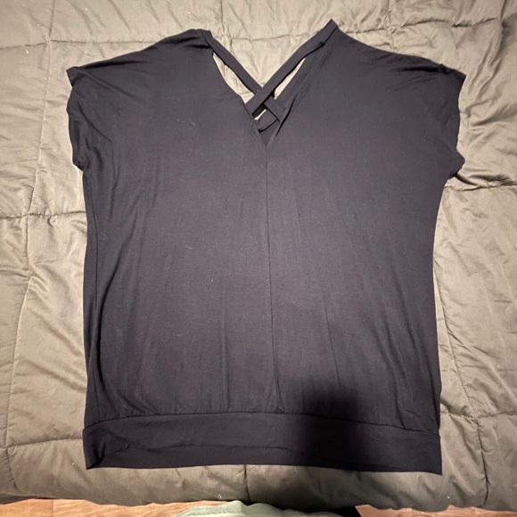 7th Ray Women’s V-Neck Navy SS top Size L - Picture 2 of 4